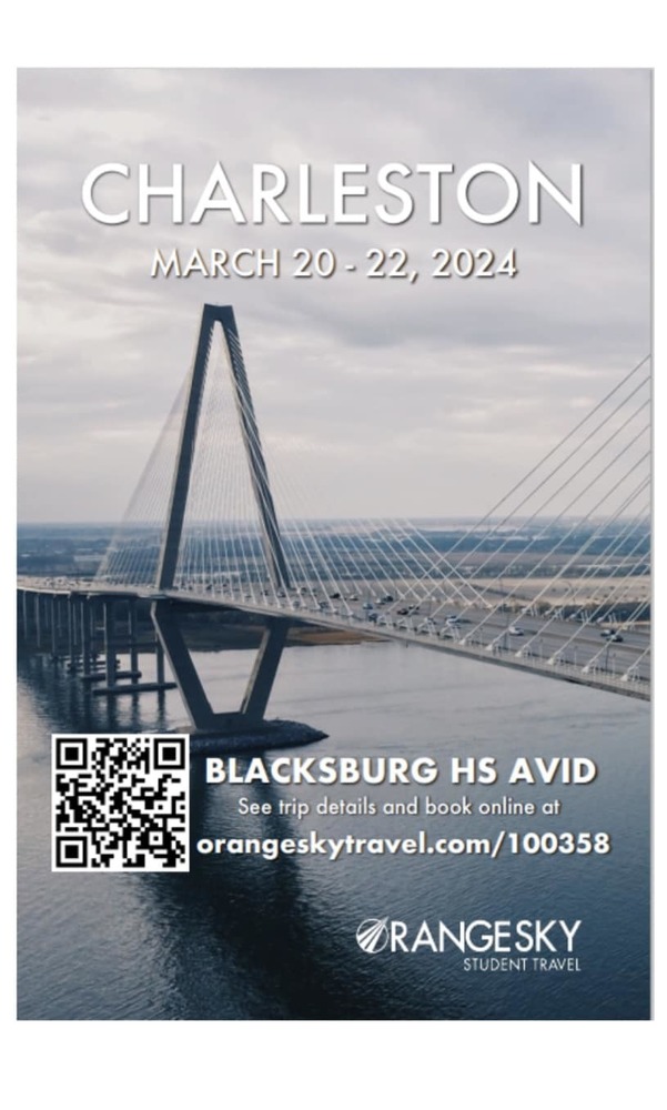 Charleston, March 20-22, 2024. BHS AVID See trip details and book online at orangeskytravel.com/100358. Rangesky Student Travel