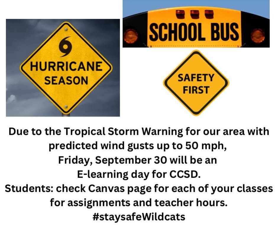 Stay safe, Wildcats!  Be sure to check your Canvas page for each class on this E-learning day.