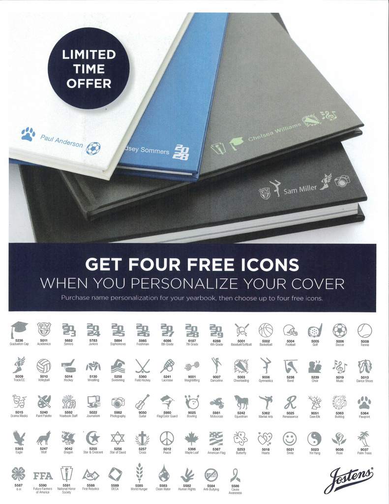 Limited Time Offer; Get four free icons when you personalize your cover.